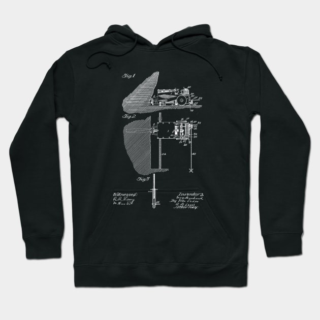 coal mining machine Vintage Patent Drawing Hoodie by TheYoungDesigns